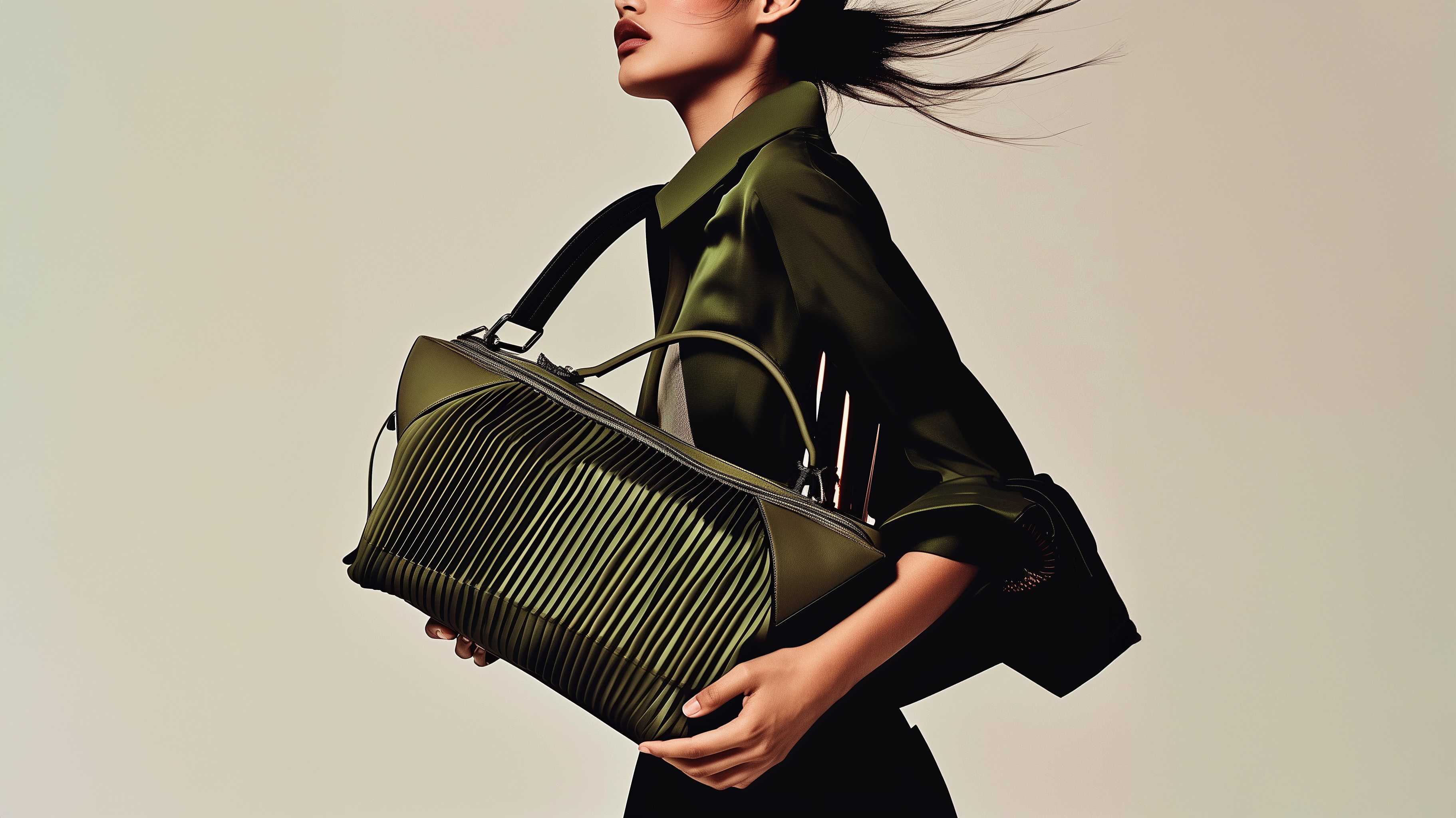 Bolso Plisado Verde Oliva - Estilo Ejecutivo Luxury